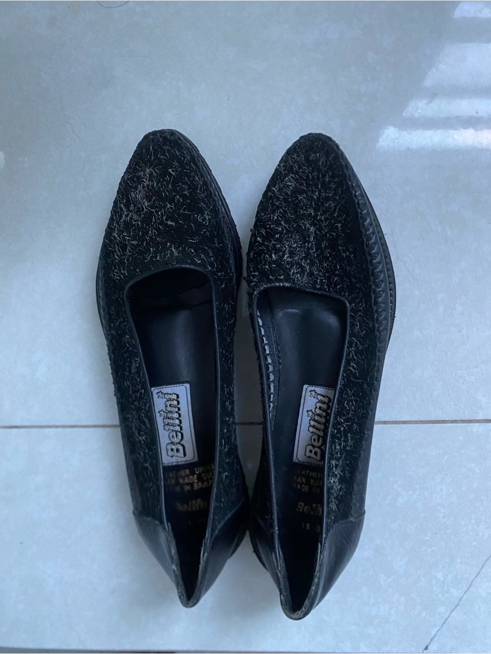 Bellini Black Textured Women's Slip-On Loafers